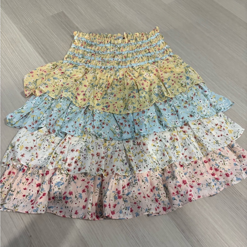 Yakira Bella Pastel Tiered Floral Ruffle Skirt